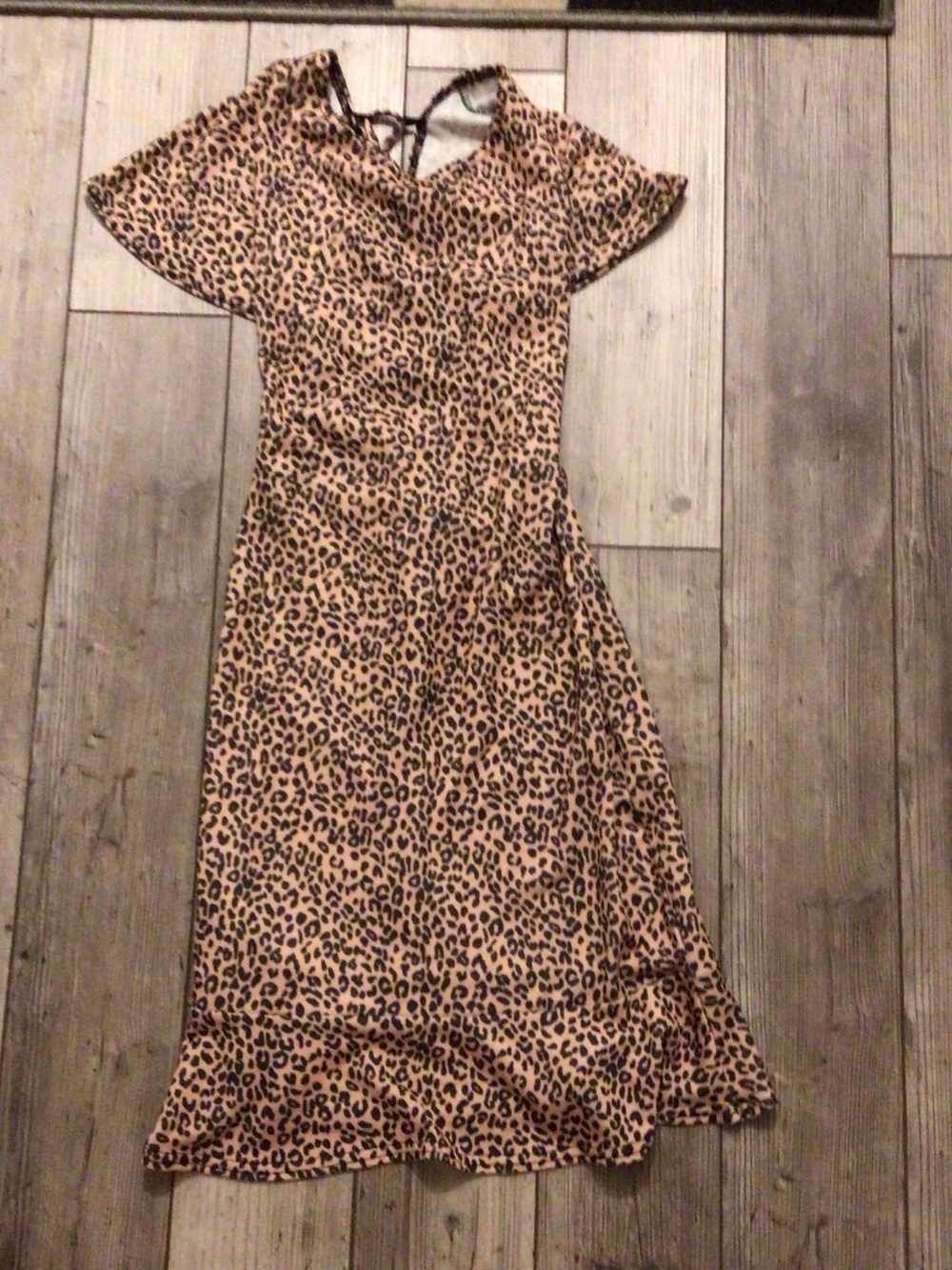 NWT Stylewise Leopard Print Midi Dress in Tan and Black